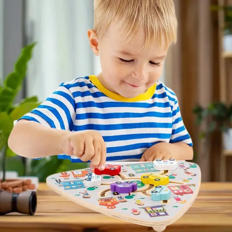 لوحات المتاهة مونتيسوري ألعاب خشبية فاكهة الحيوان شكل رقمي ألغاز الشريحة مطابقة لعبة ألعاب تعليمية للتعلم للأطفال