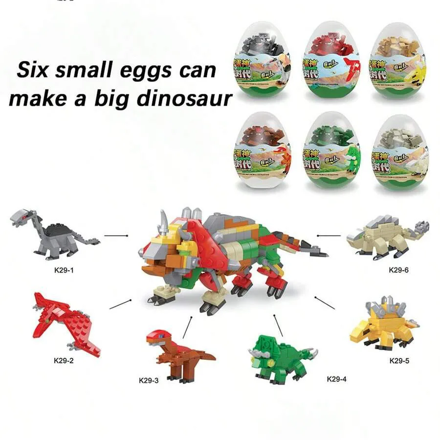 

Children's Deformed Building Block Toys Dinosaurs Twist Egg Assembling Toy For Kids Triceratops Six Eggs Can Make A Big Dinosaur