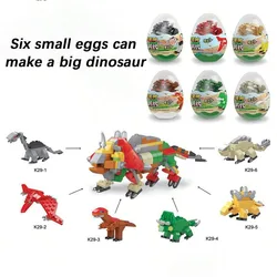 Zdeformowane klocki dla dzieci Dinozaury Twist Egg Zabawka do montażu dla dzieci Triceratops Sześć jajek Może zrobić duży dinozaur