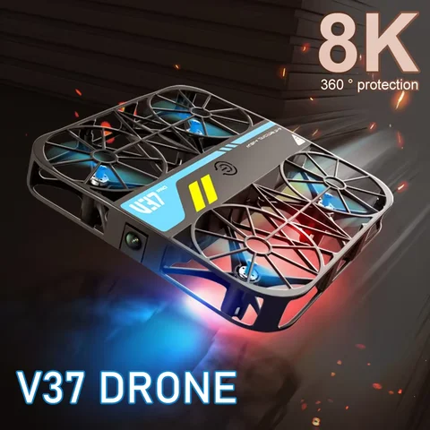 V37 Rc 미니 드론 8k HD 카메라 그리드 보호 포켓 크기 항공 사진 항공기 모델 원격 제어 아이 장난감 또는 선물