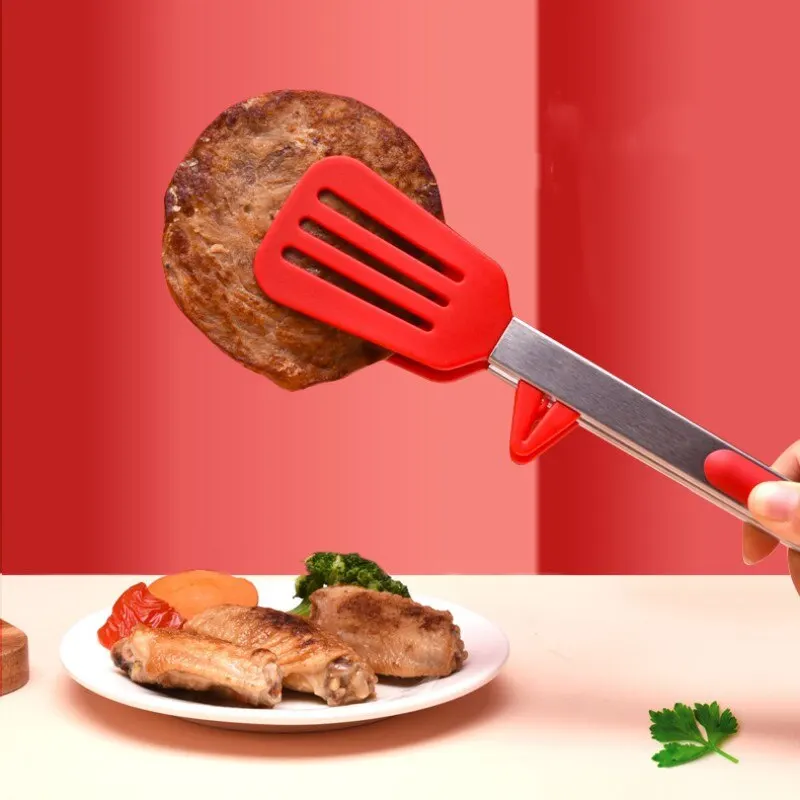 9 Inche Red with Bracket Silicone Food Clip In Kitchen High Temperature Resistant Anti Scalding Barbecue Clip