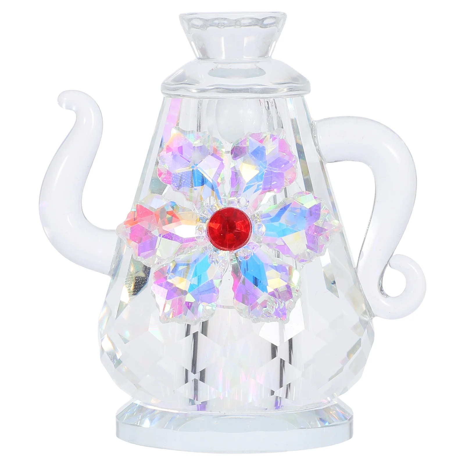 

Crystal Teapot Miniature Floral Tea Kettle Ornament Small Tabletop Decoration Art Home Office Centerpiece
