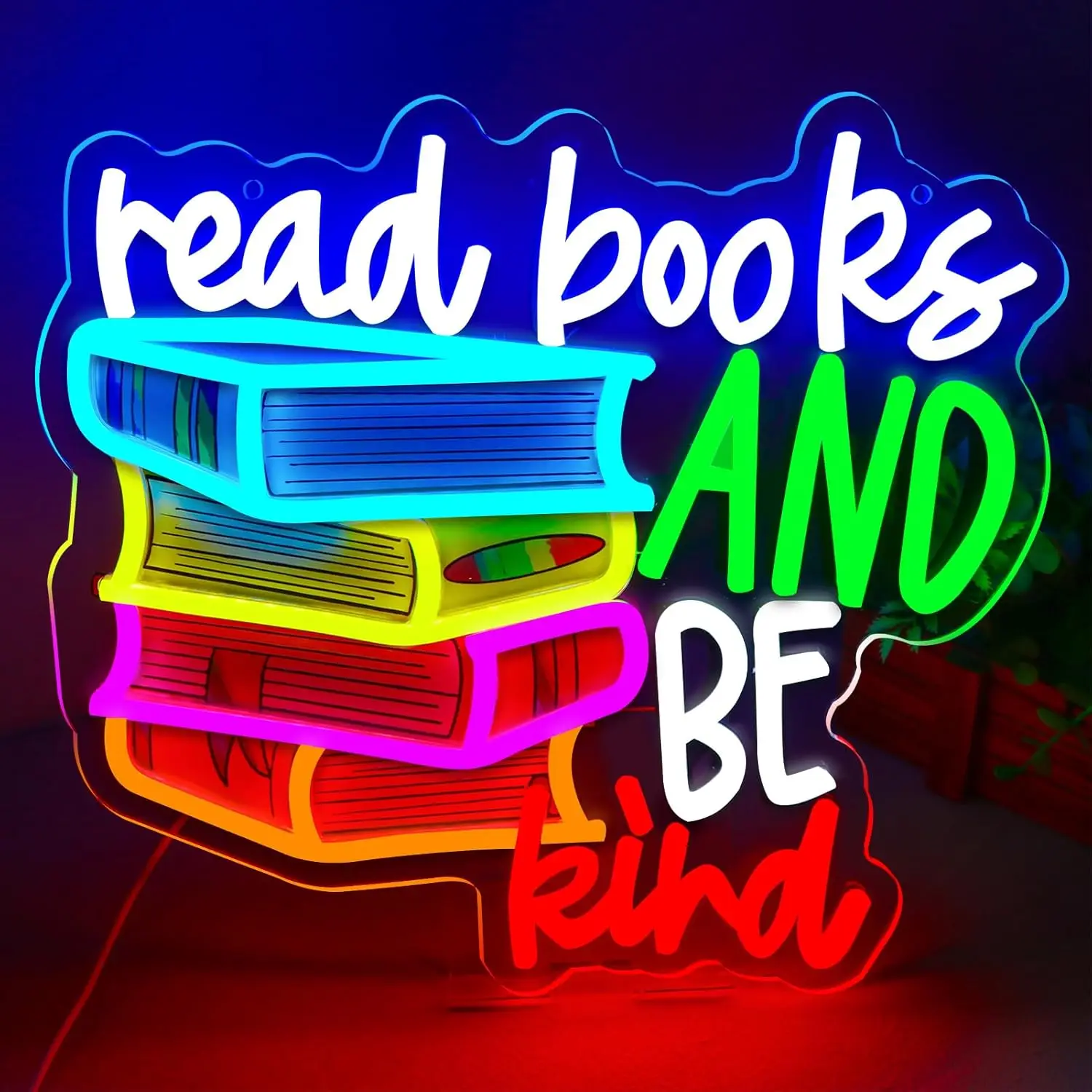 

"Read Books Be Kind" Neon Sign USB Powered LED Light for Reading Room Classroom Bookstore Library Museum Bedroom Decoration