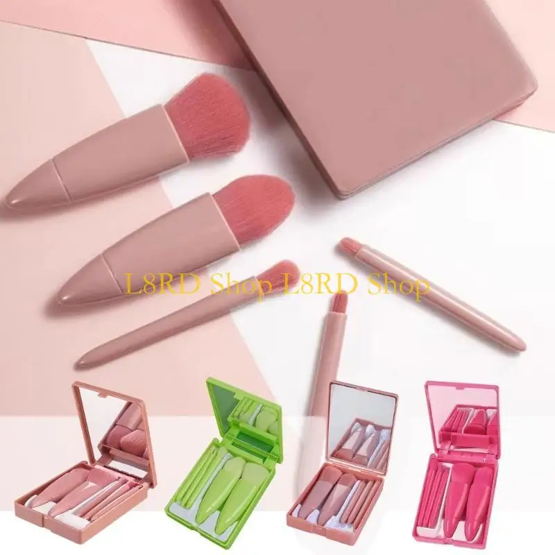 L8RD 5PCS Trang điểm Bàn chải Set Nền móng cho khuôn mặt phấn phủ bóng râm phấn mắt.