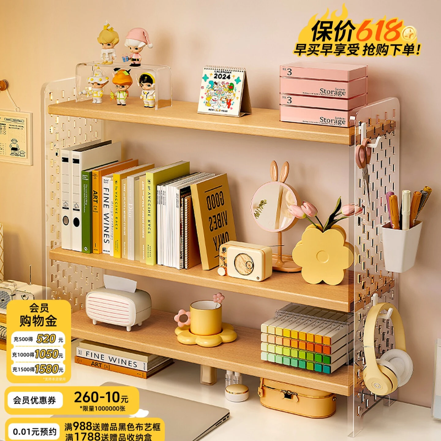Acrylic Pegboard Desktop Storage Rack Multi Layer Table Bookshelf Office Desk Workstation Organizer Household Sorting Holder
