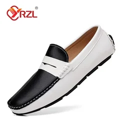 YRZL Genuine Leather Loafers for Men Size 48 Slip on Shoes Driving Flats Casual Moccasins Men Comfy Mixed Colors Men Shoes