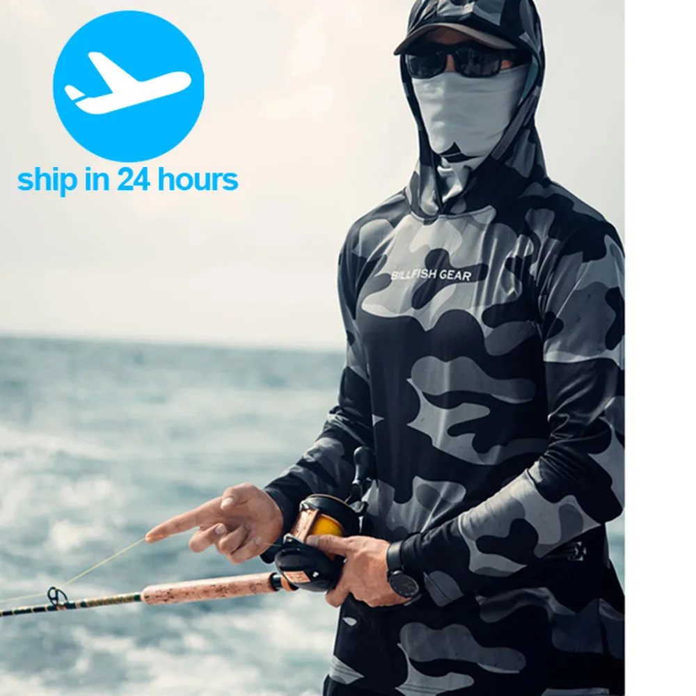 BILLFISH Gear Fishing Hoodie Shirt UV Protection Fishing Clothes UPF 50+ Jersey Men Outdoor Summer Fishing Shirt Camisa De Pesca