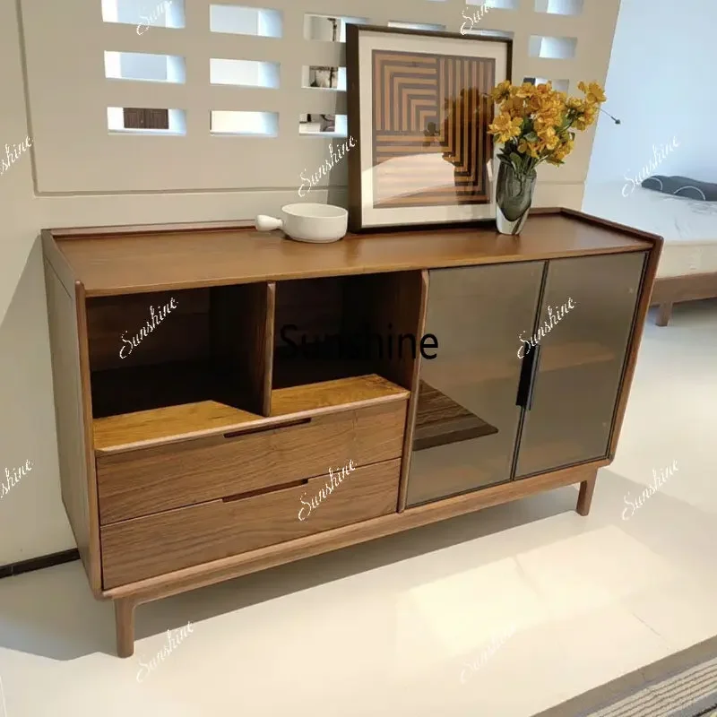 

Modern simple light luxury multi-functional tea cabinet living room solid wood storage cabinetTJ