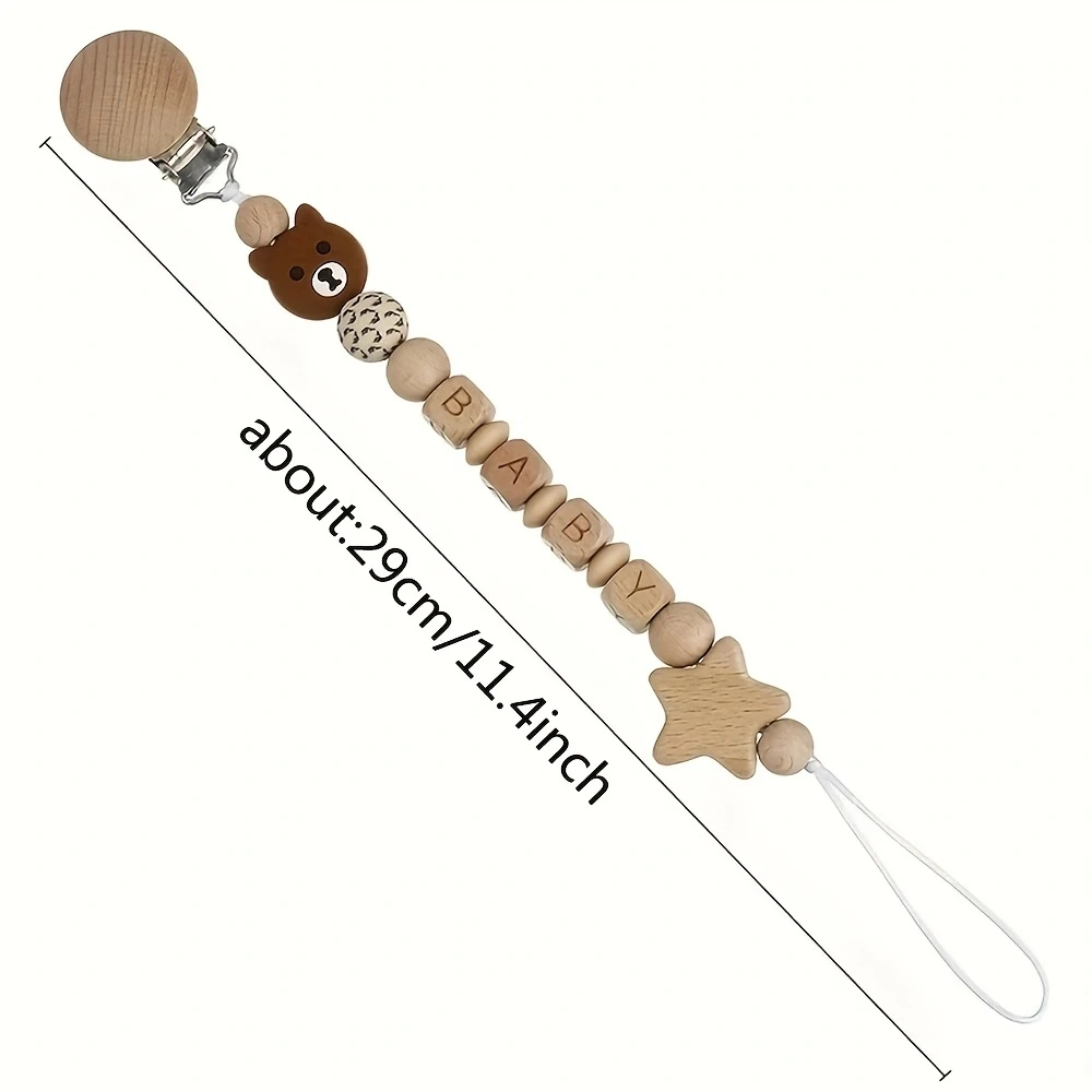 Baby Pacifier Clips Wooden Dummy Nipple Holder Clip Chain Silicone Bear Koala Animal Pacifiers Teething Toys