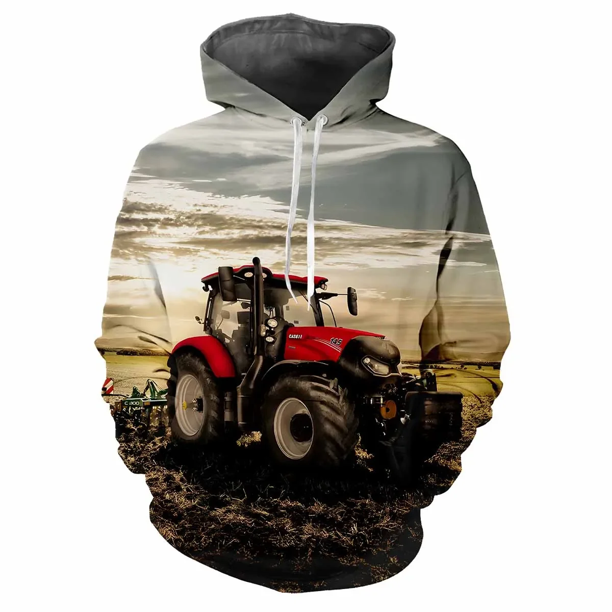 

New Tractor Fun 3D Harajuku Agricultural Machine Printing Street Fashion Personality Men Women Soft Trendy Street Hip Hop Hoodie