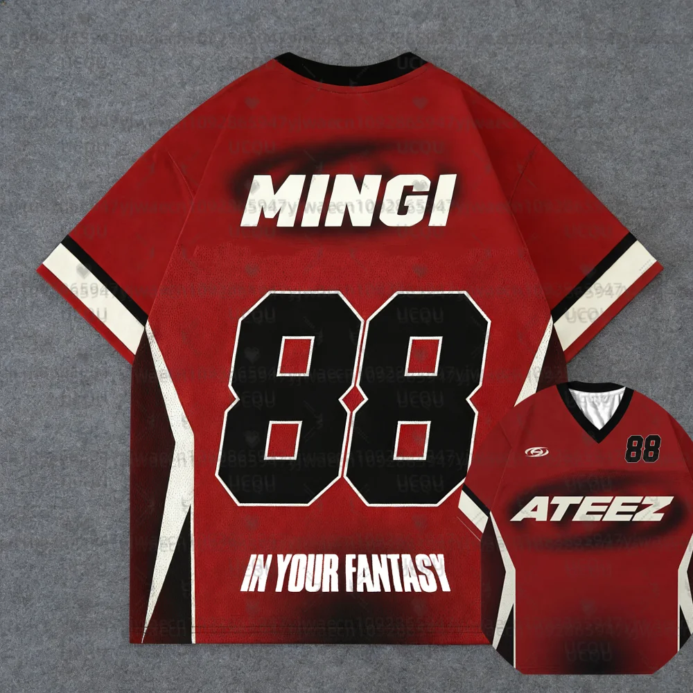 Summer Men's Women's Short Sleeve ATEEZ In Your Fantasy Tour Football Jersey kpop Album Casual Round Neck T-shirt Tops Tee