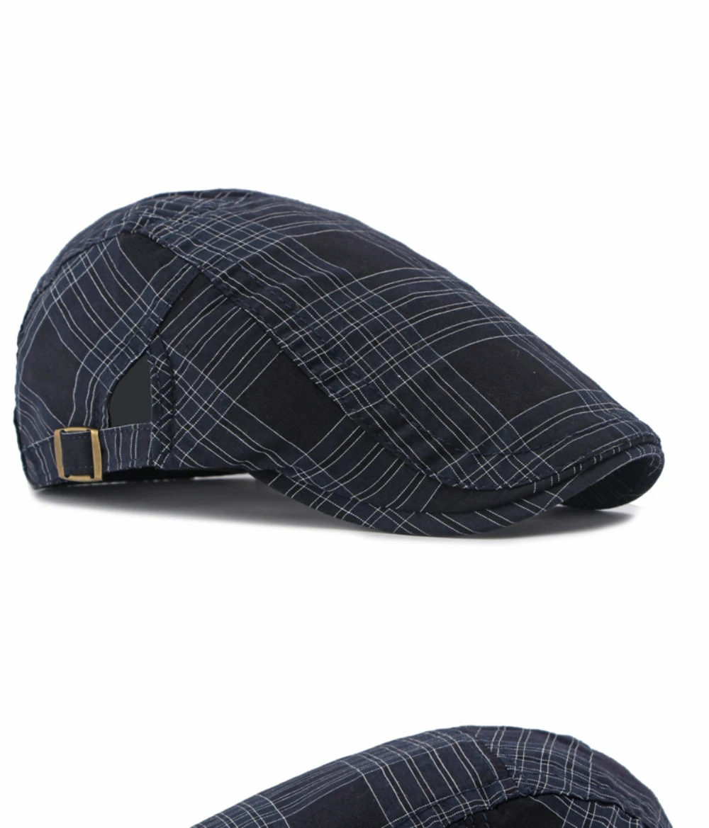 HT5139 Herren- und Damen-Baskenmütze, Retro-Künstler-Malermütze, Unisex-Karo-Flatcap, Frühling-Sommer, verstellbare Baskenmütze – Detail 7
