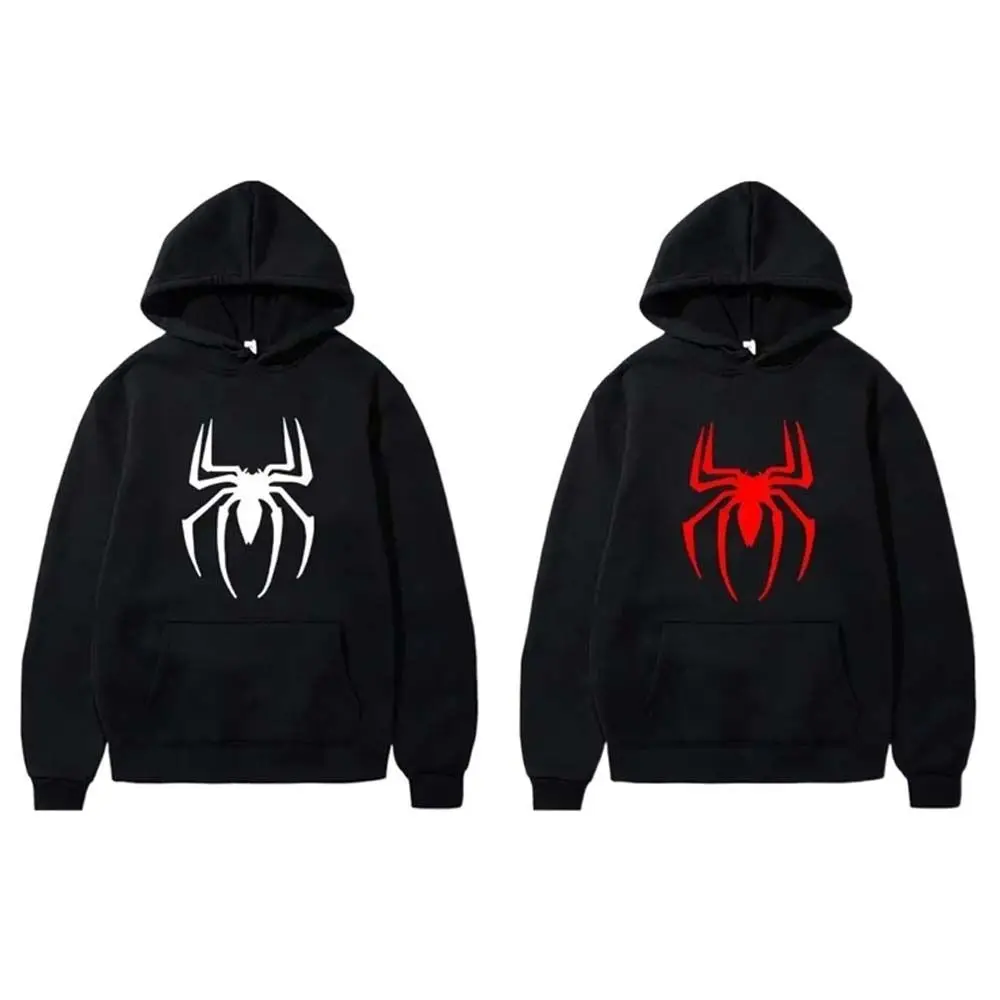 Long Sleeve Spider Fleece Hoodies Classic O-Neck Y2k Hoodie Sweatshirt Streetwear Lazy Style Men's Hoodie Coat Spring Autumn