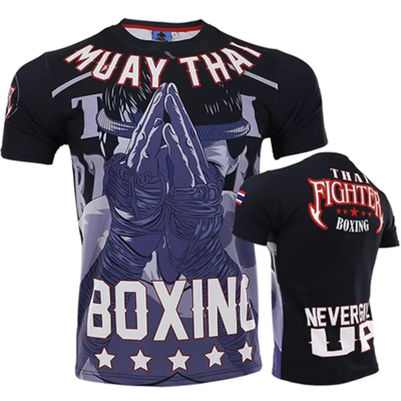 Muay Thai Shirts Jiu-Jitsu Short Sleeve MMA Sports T Shirt Men Women Shirt BJJ Kickboxing Jersey Sanda Fight Boxing Clothing