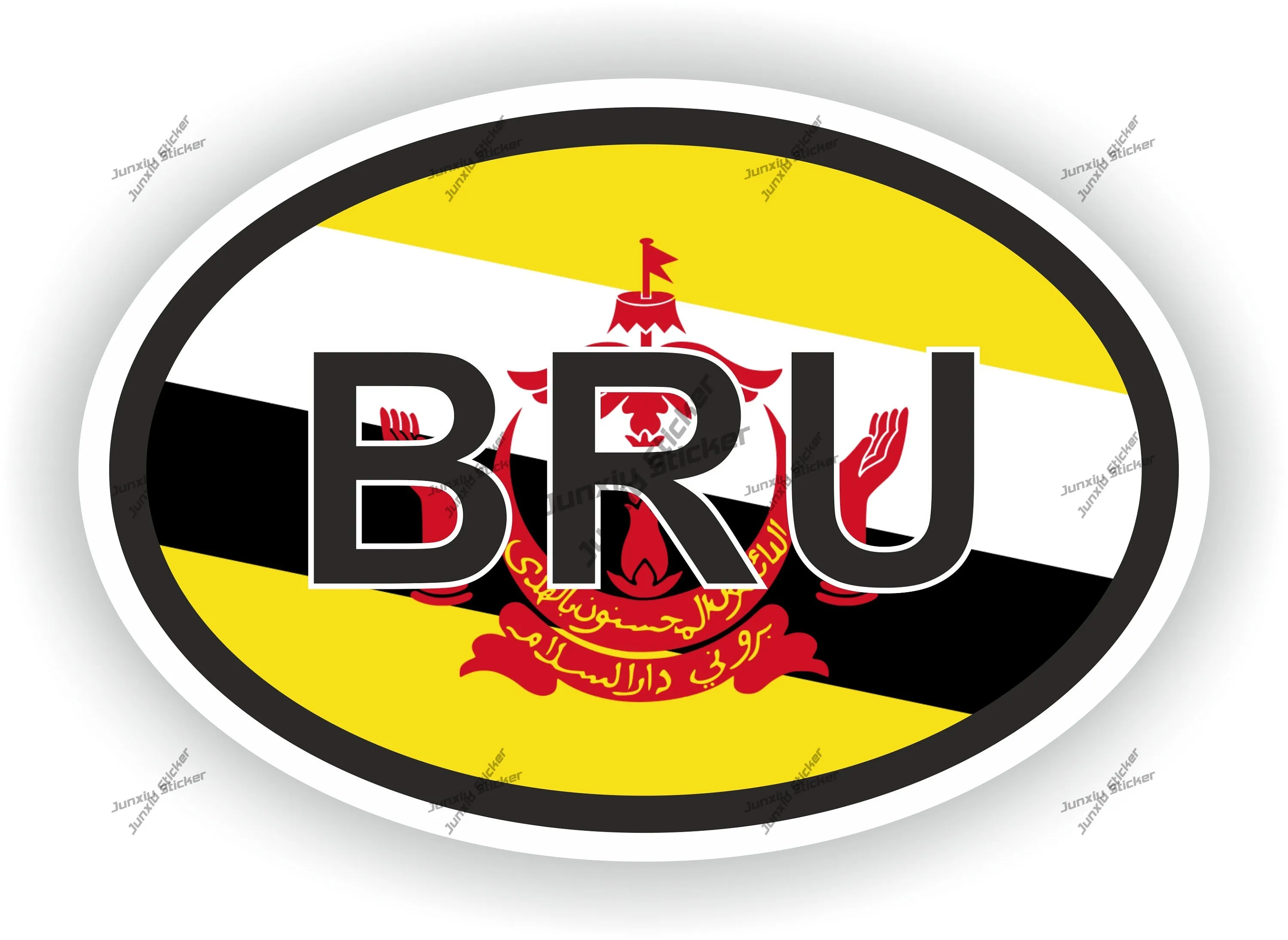 

Brunei Darussalam Country Code Bru Oval Flag Sticker Automotive Sticker Accessories Scratch-proof Sunscreen Fuel Tank Cap Bike