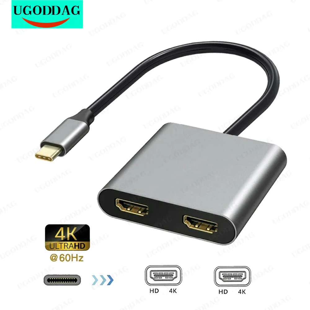 

USB C HUB to Dual HDMI-compatible Adapter for MacBook/Air Docking Station USB Type C Hub to 4K HDMI-compatible Converter