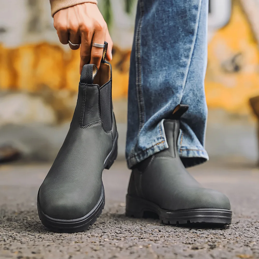 Unisex Fashion Chelsea Ankle Boots Breathable Slip-On Booties for Couples Cloud Comfort Elastic Design Casual Motorcycle Boots
