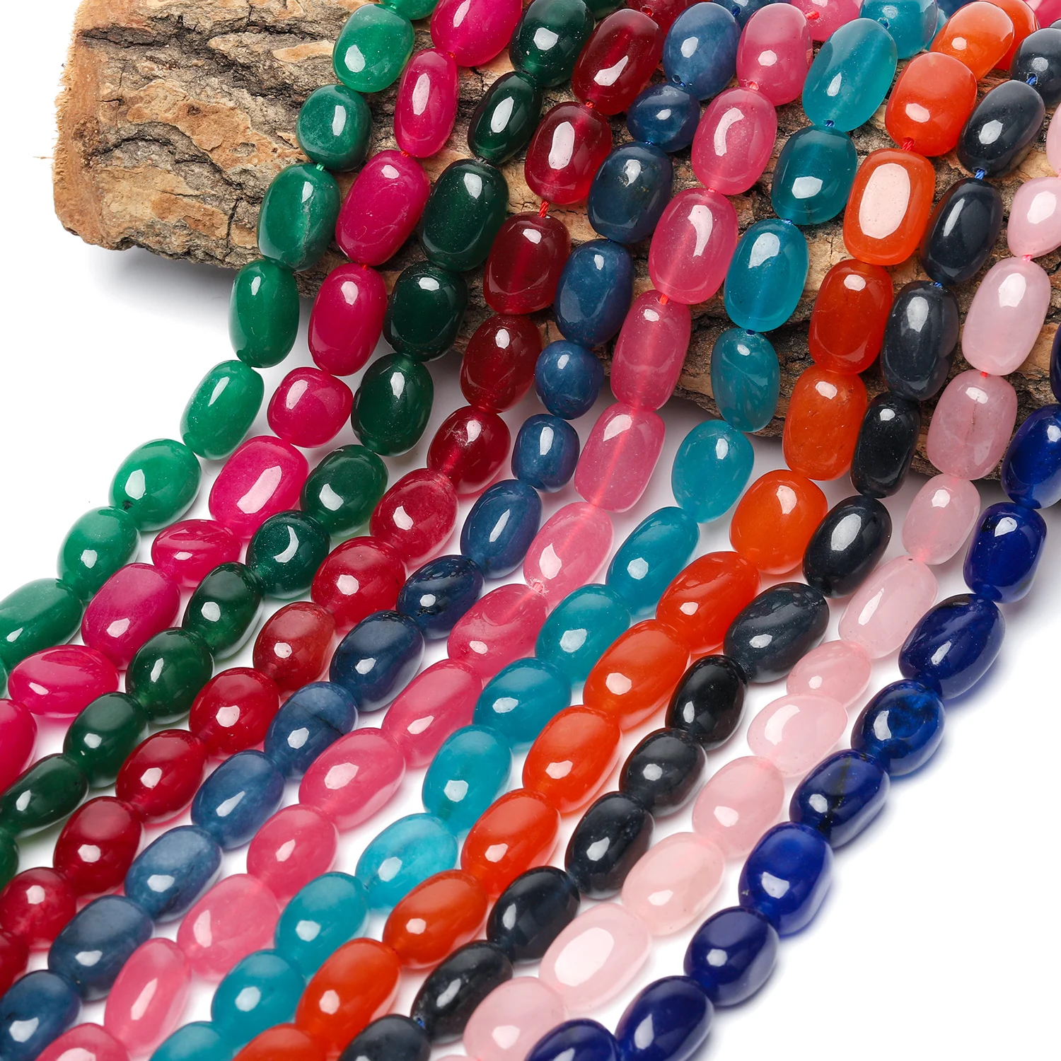 Natural Multicolor Chalcedony Jade Beads Irregular Loose Beads Handmade DIY Bracelets Accessories for Jewelry Making 18x12mm