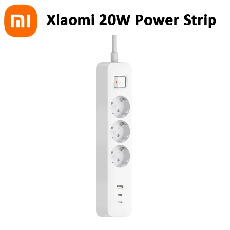 

Original Xiaomi Socket Mi Mijia QC3.0 20W Fast Charging Power Strip 2A1C 3 Sockets Standard Plug Interface Extension Lead 1.8m
