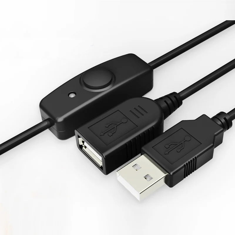 Cable extensor USB 2,0 de sincronización de datos de 1M, Cable con interruptor de encendido y apagado, indicador LED, cargador de transmisión de datos para Raspberry PC