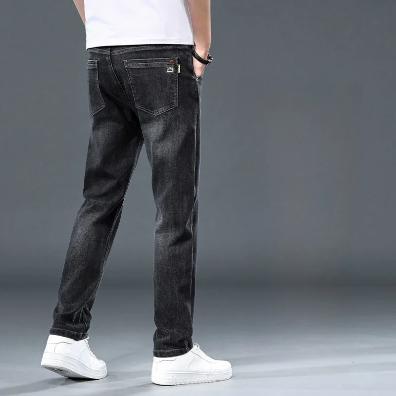 

Slim Fit Casual Jeans Men's Stretchy Loose Long Pants Faionable Autumn Winter Denim Trousers Youthful Sle Classic Blue