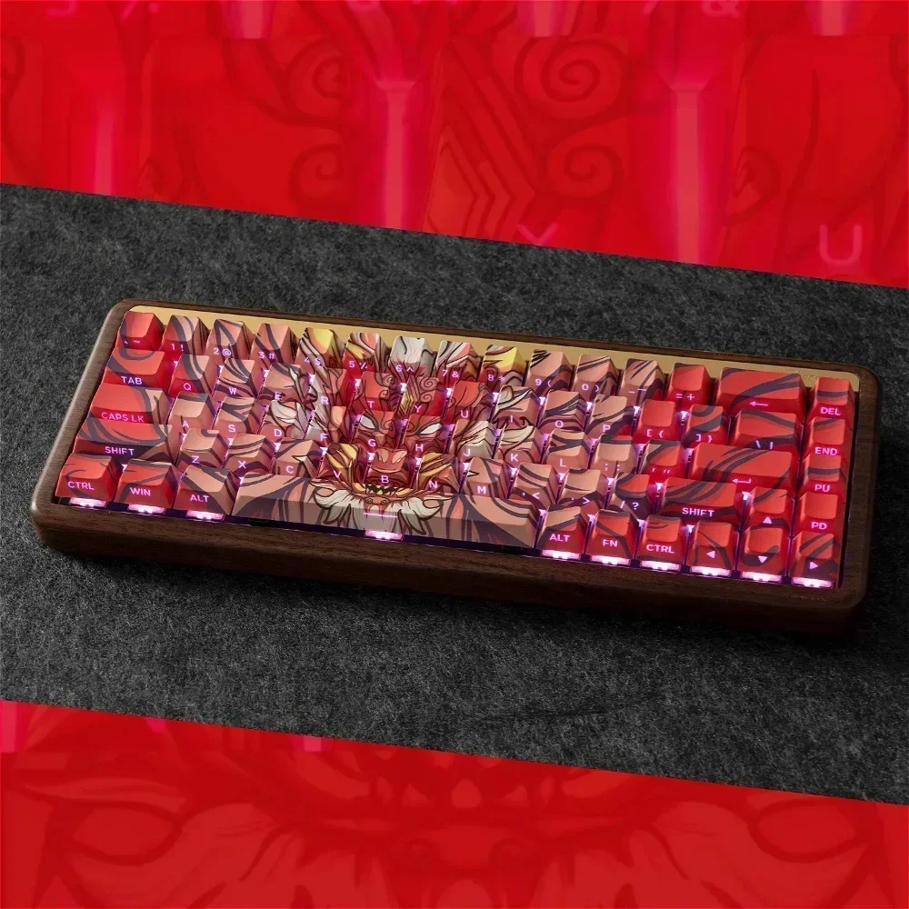 Red Dragon Side Engraved 130 Keys Cherry Keycap Set PBT Personalized Small Complete Set for 60/84/98/108 Mechanical Keyboards