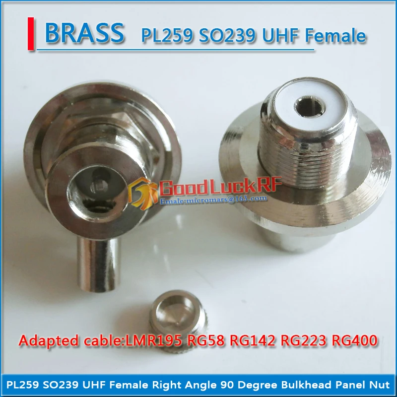 Pl259 So239 Uhf Vrouw 90 Graden Haaks Schotpaneel Klem Soldeer Rg58 Rg142 Rg223 Rg400 Mr195 Kabel Messing Rf Connector
