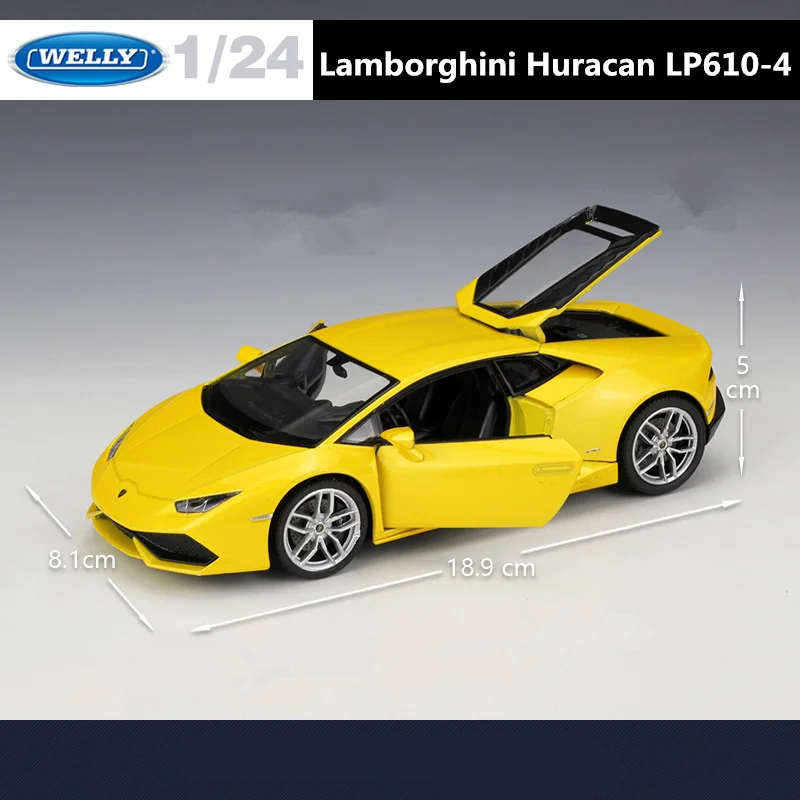 WELLY 1:24 Lamborghini Huracan LP610-4 Alloy Sports Car Model Diecasts Metal Toy Race Car Model Simulation Collection Kids Gifts