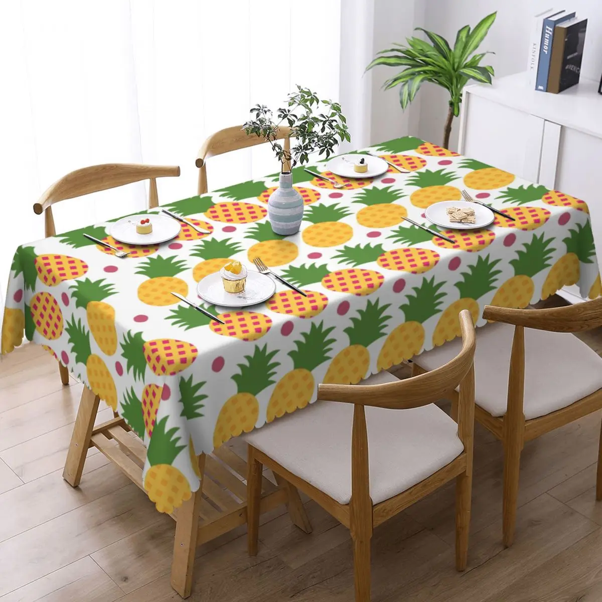 Customized Rectangular Waterproof Oil-Proof Pineapple Seamless Pattern Tablecloth Table Covers 45