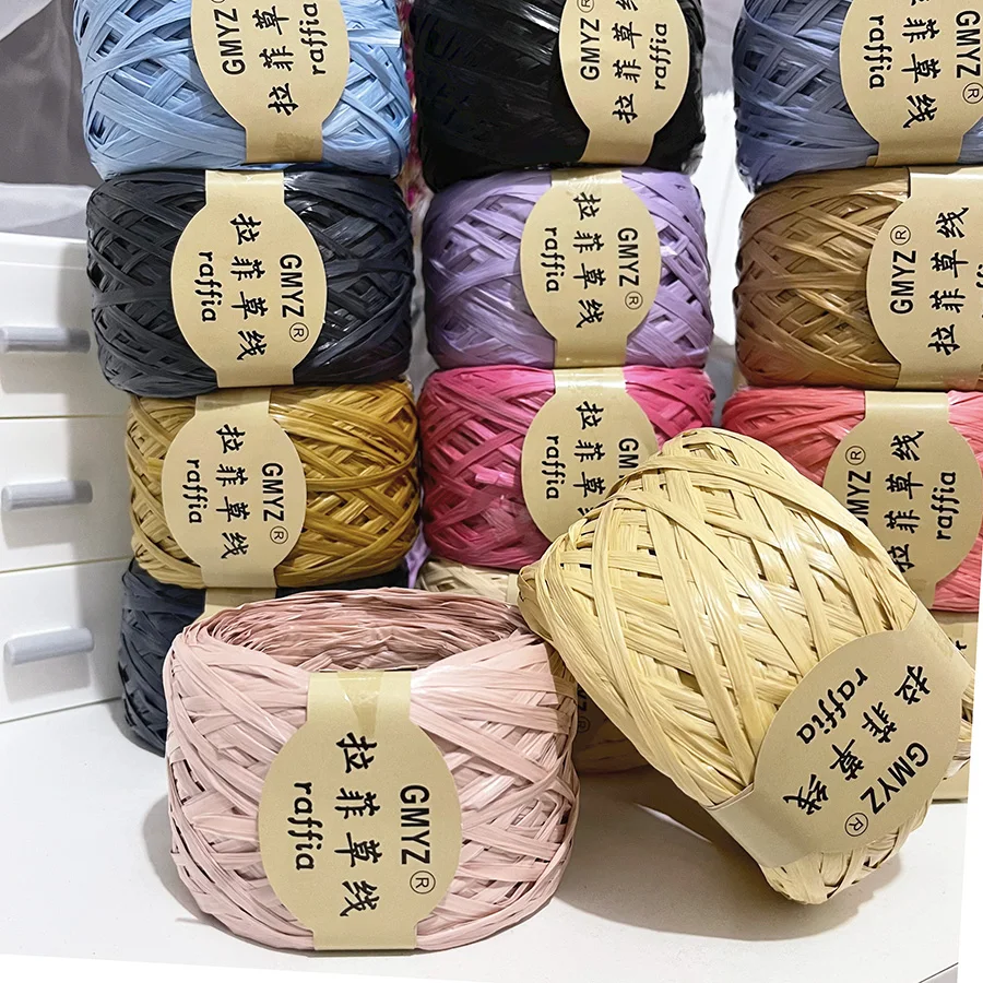 100M/Roll Washable Japanese Plant Raffia Straw Thread Hand-Woven Bag Summer Knitted Hat Hook Crochet Line DIY Eco Friendly