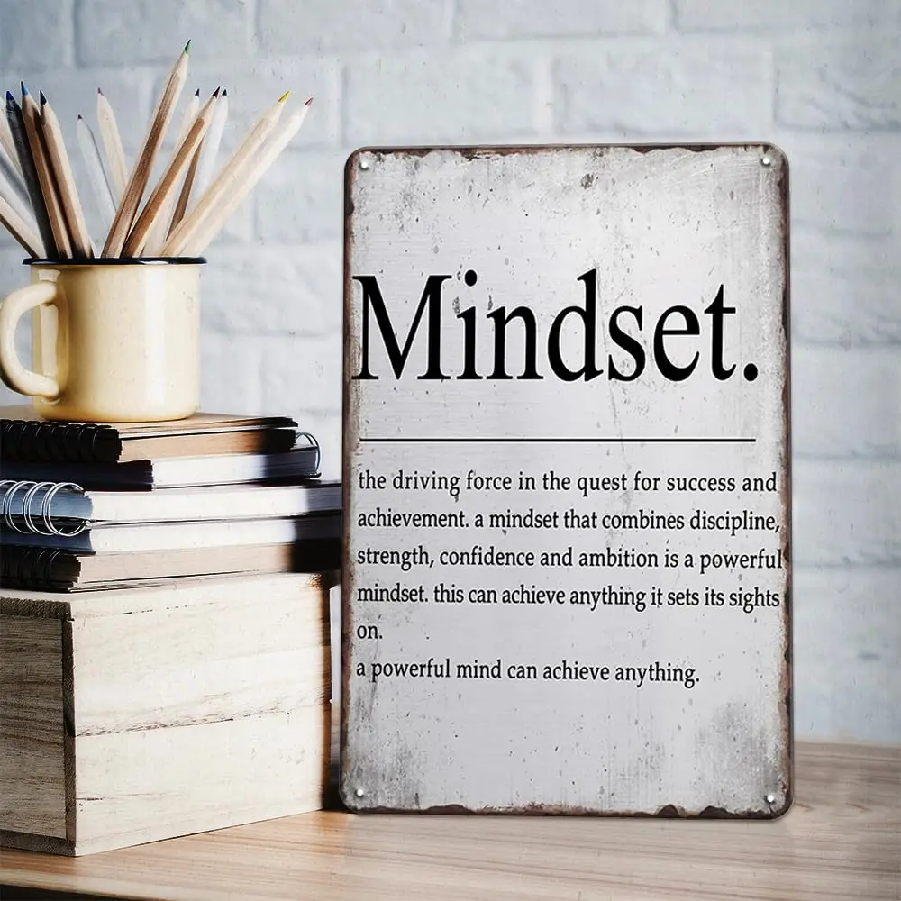 Mindset Inspirational Quotes Desk Sign for Home Office Wall, Inspirational Gifts for Coworker, Women, Men, Motivational Gifts 8x