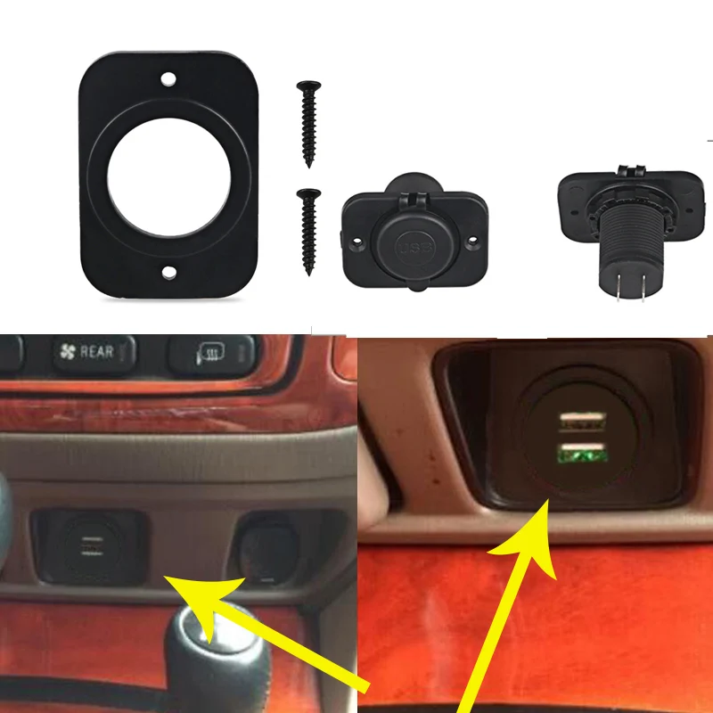 Car Charger  Volt meter Panel USB Charger Panel Mount Holder Cigarette Lighter Volt Meter Panel Mount Car Accessories