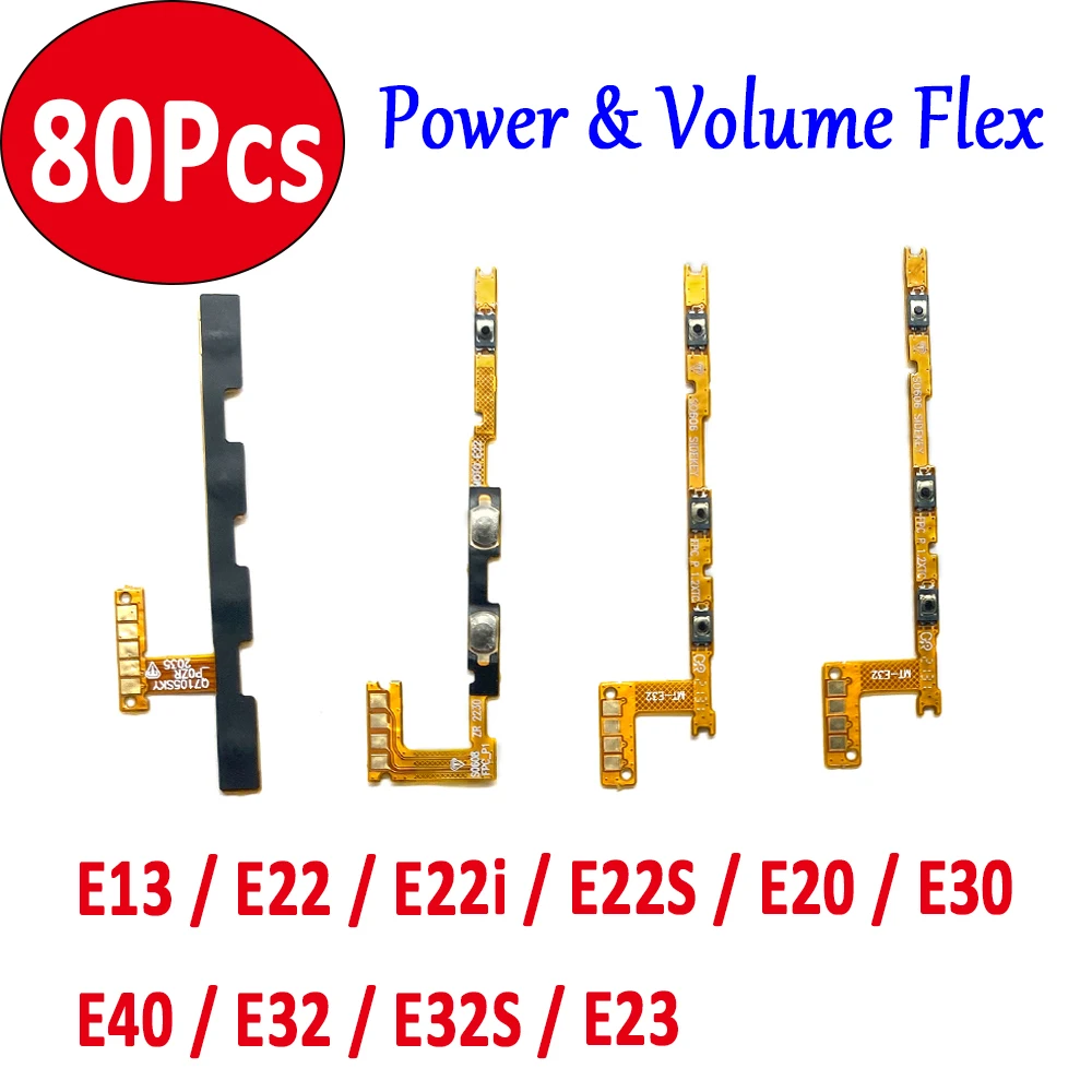 

80Pcs，NEW Power On Off Volume Side Button Key Flex Cable Replacement Parts For Motorola Moto E20 E30 E40 E13 E22 E22i E32 E22S