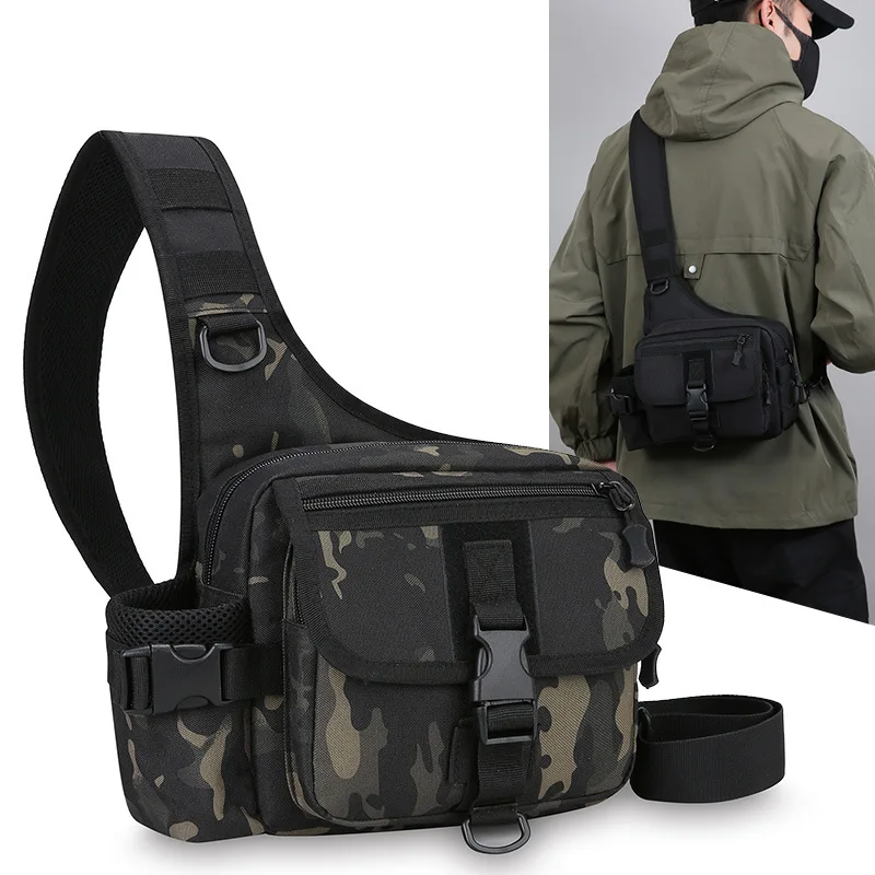 Men's Multifunctional Leisure Shoulder Bag Work Commute Camouflage Oxford Small Crossbody Bag Sports Tactical Kettle Chest Bag