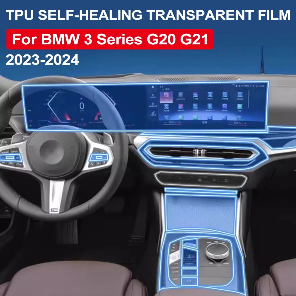 PPF-Folie für BMW 3er Serie G20 G21 2023 2024 Innenausstattung Zubehör Vorgeschnittene Transparente TPU-Navigationssystem-Abdeckung Mittelkonsole