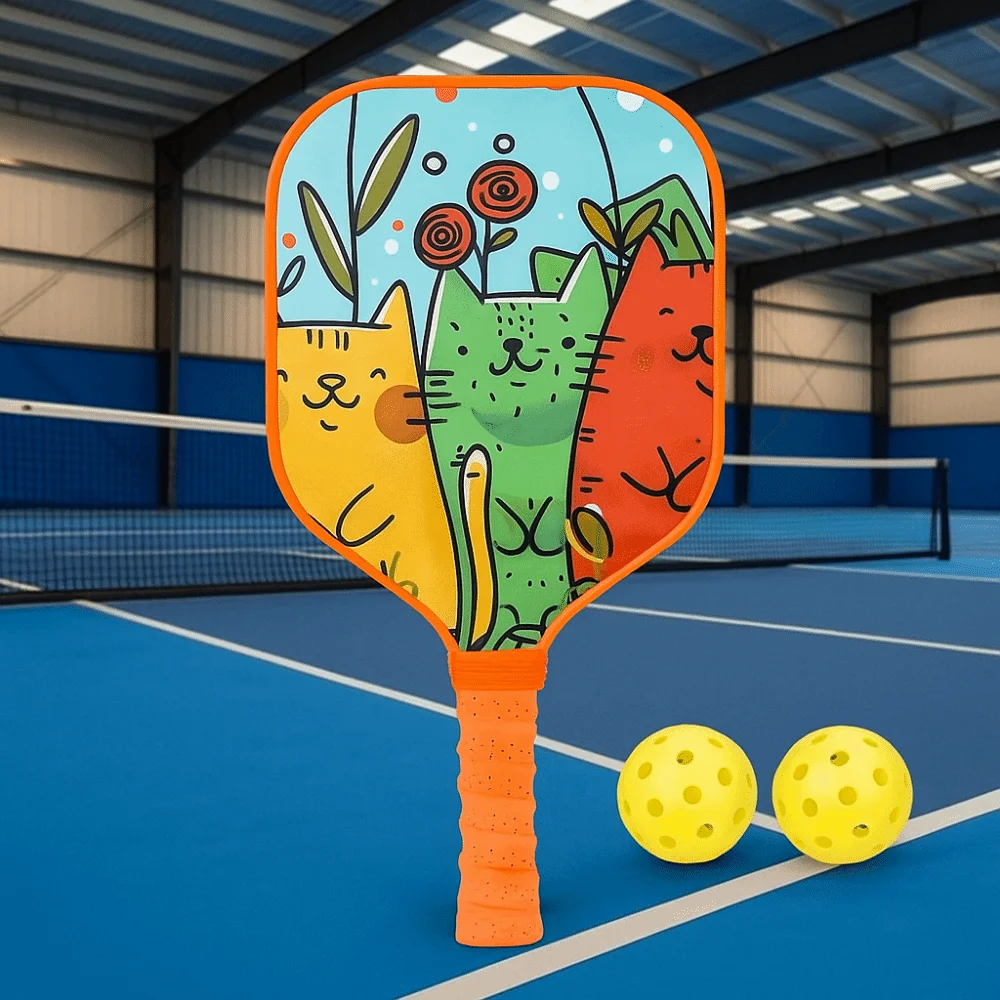 Cartoon Children's Pickleball Set Lightweight Colorful 's Pickleball Set Ribbed Handle 2 Balls Children's Pickleball Rackets