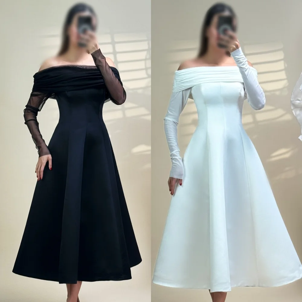 Vestidos hasta el tobillo con hombros descubiertos y pliegues fruncidos elegantes de estilo moderno personalizados vestidos para ocasiones a medida de alta calidad