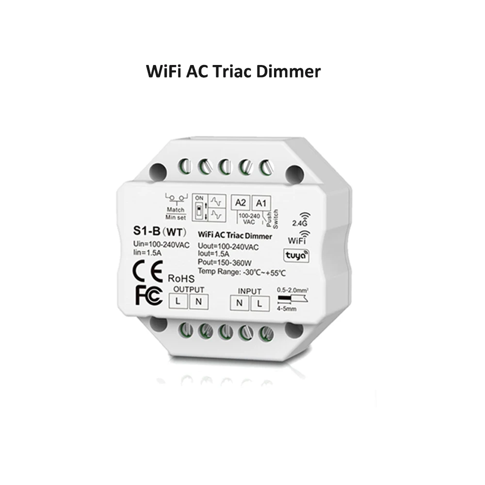 Tuya Smart Life WiFi RF AC Triac Dimmer LED Controller Push Switch 110V 220V 230V Wireless Remote Smart Home Alexa Google Home