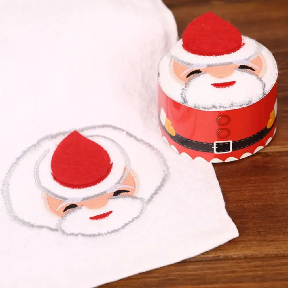 New Santa Claus Christmas Cake Towel Microfiber Fabric Compact Guest Towels High Absorbency Cute Xmas Gift Towel Face Washing