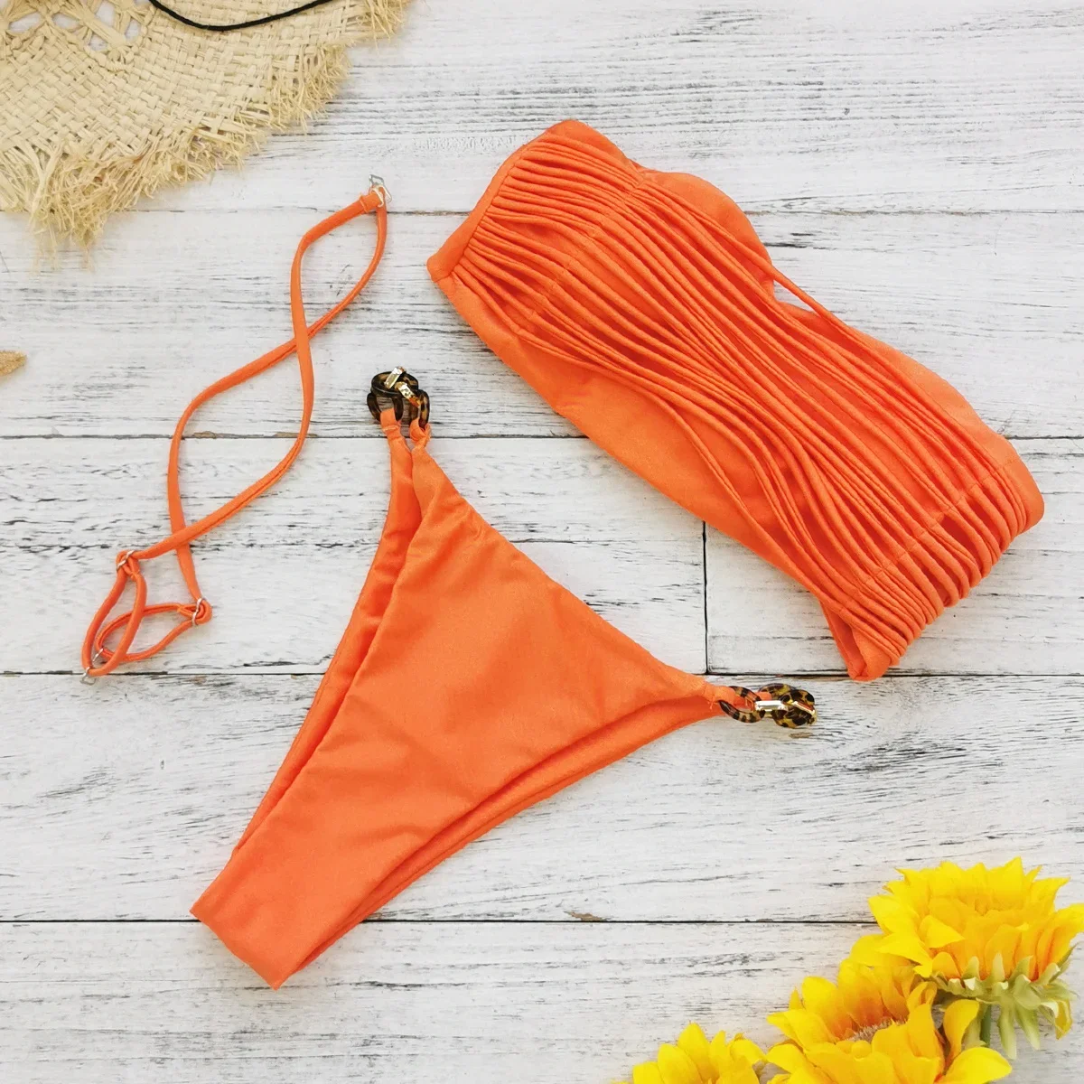 2025 Fashion Bandage Tupe Top Bikini Women Slipt Swimsuits Sexy New Low Waist Biquini Lady Swimwear Summer Holiday Beachwear