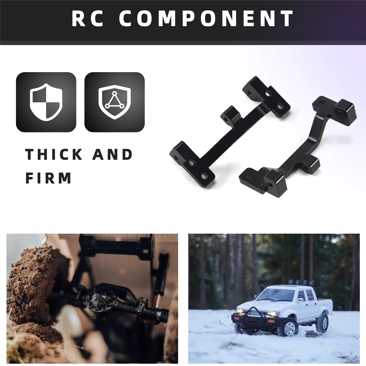 1Pair Metal Pull Rod Base Seat for C24 C14 C14K C24K 1/16 RC Car Upgrade Parts Black