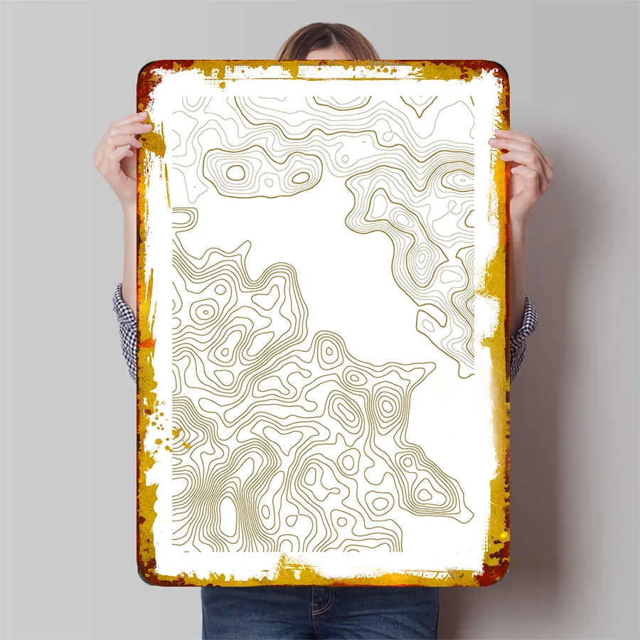 

Custom Topographic Map Metal Wall Art Minimalist Home Decor for Living Room Office