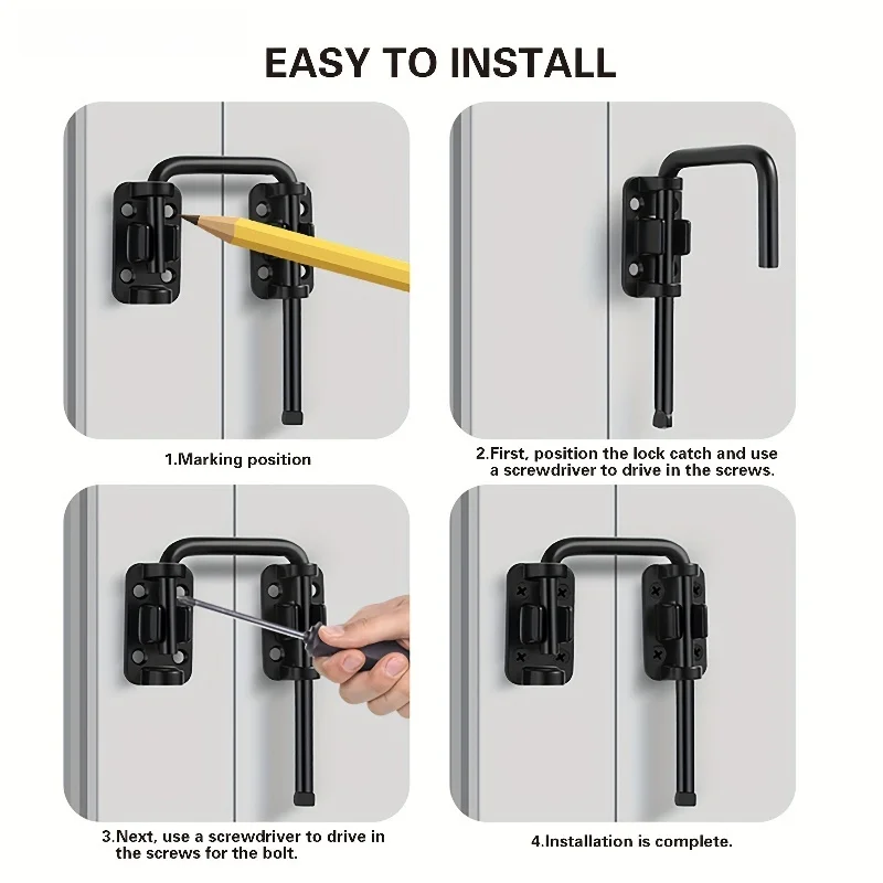 Perno de puertas de aleación de Zinc en forma de U, cerradura de bucle de puerta corredera de Patio, cerraduras de pestillos de puerta de 90/180 grados, hebillas antirrobo seguras para el hogar para niños