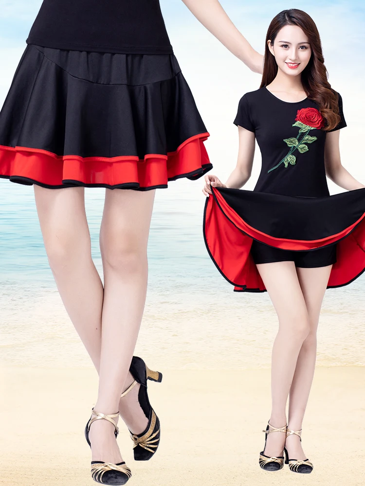 2025 New Square Dance f Skirt Milk Silk Summer ort Dance Skirt for Middle-Aged And ly Women Performance Fit Sle