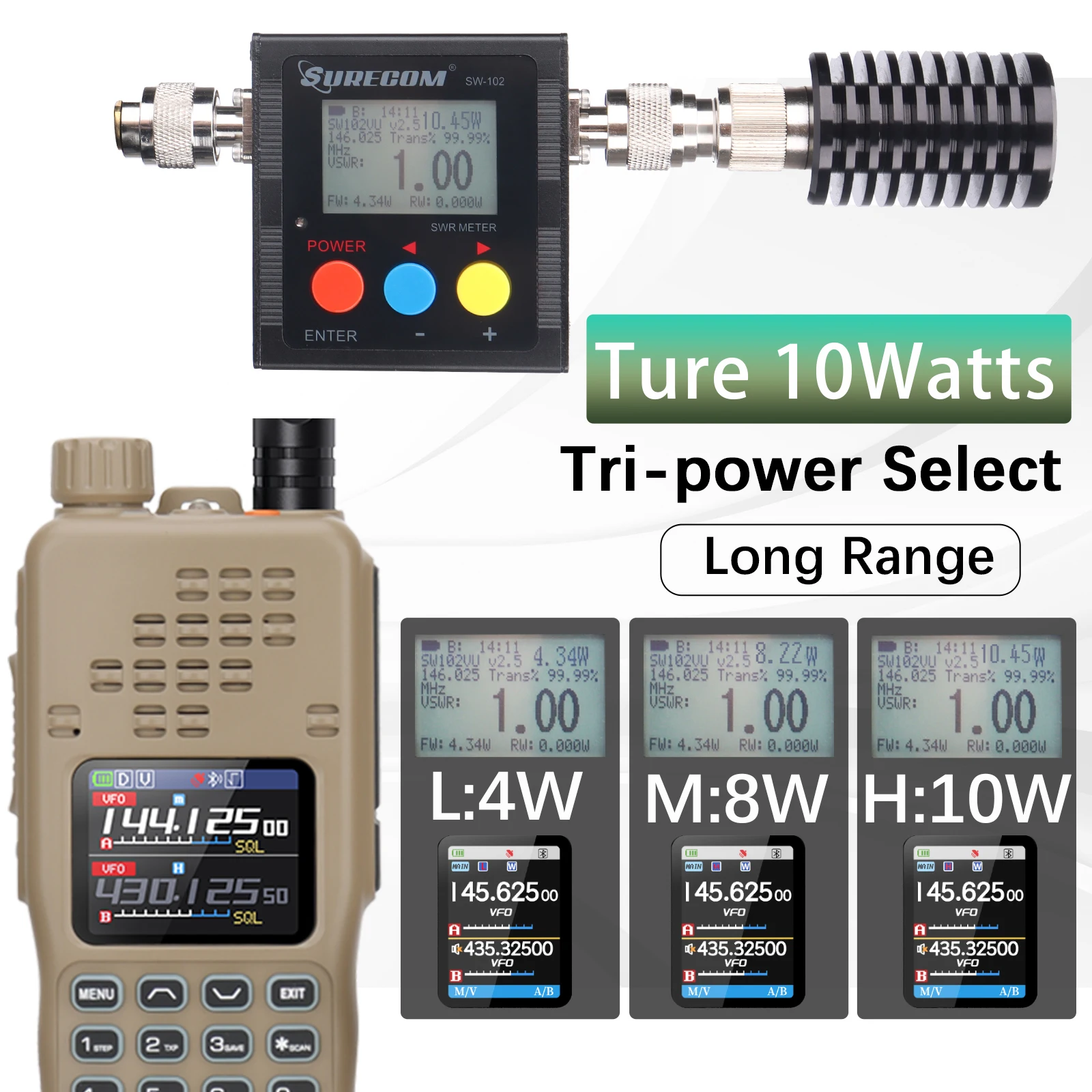 جديد BAOFENG AR-152 PRO نظام تحديد المواقع لاسلكي تخاطب Am/FM 10 واط 12000 مللي أمبير ثلاثي الطاقة راديو هام تكتيكي #4