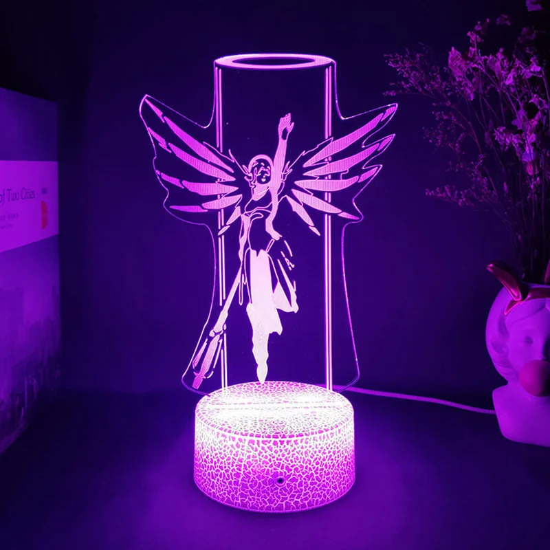 GAME Hero Overwatch OW DVA 3d led lamp for bedroom night lights figure avatar room decor Decoration Valentine's day cute gift