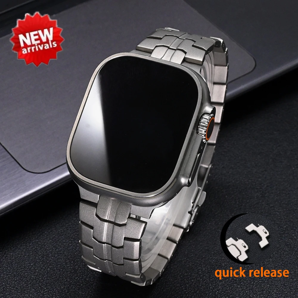 

Titanium Band for Apple Watch Band Ultra 2 49mm 10 9 8 7 5 4 Se 6 Men Watchband for Iwatch 46mm 45mm 44mm Quick Release Bracelet