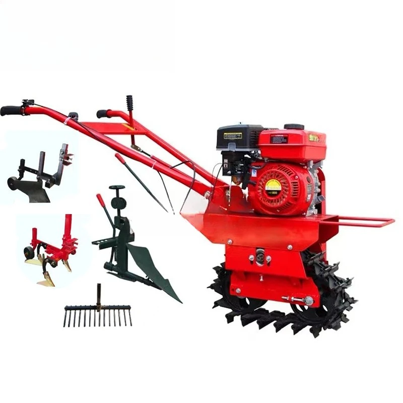 

Agricultural crawler cultivator Small chain crawler trench fertilizer Small rotary tiller Four-stroke