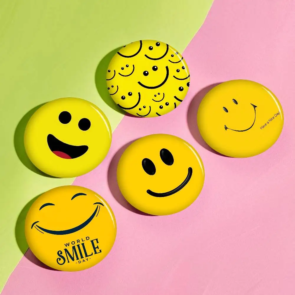 S-Smile Soft Button Pin Round Metal Badge Lapel Pin Parts Gift Friends Kid Jewelry