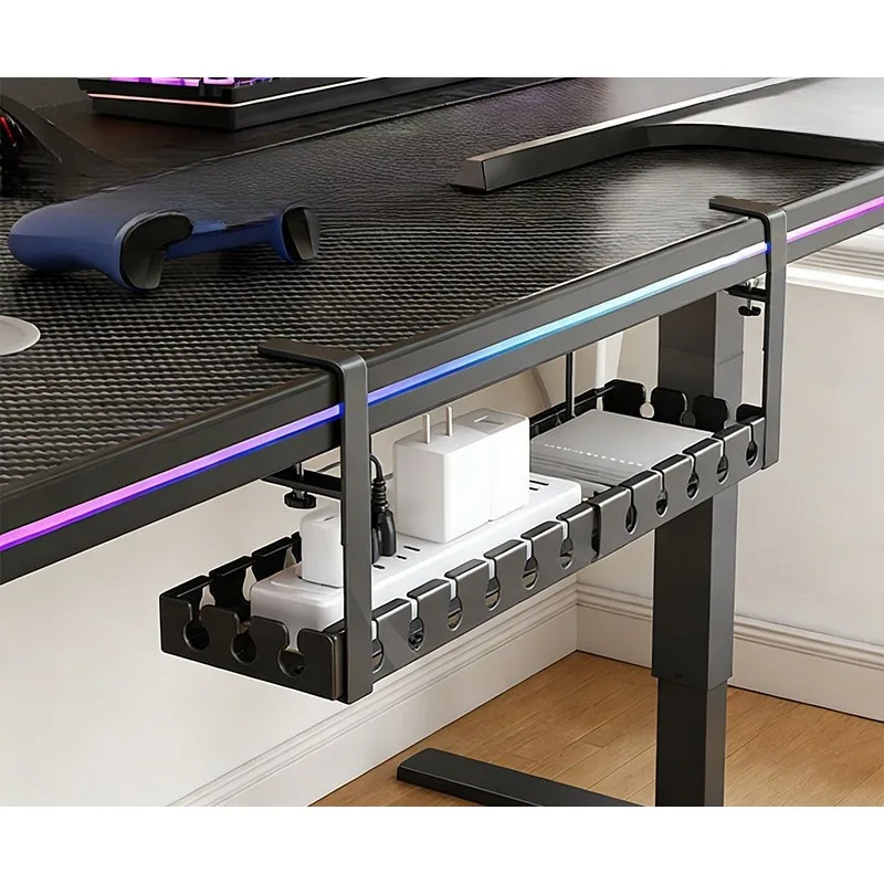 Under-Table Cable Manager No-Drilling Hanging Basket Storage Wire Socket PC Desk Router Organizer Rack Adjustable